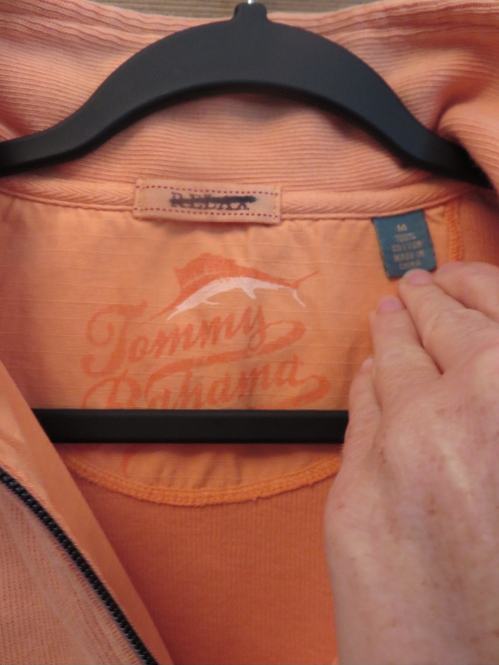 Tommy Bahama 100% Cotton Relax Marlin 1/4 Zip Sweatshirt Peach Men’s Medium - Picture 7 of 14